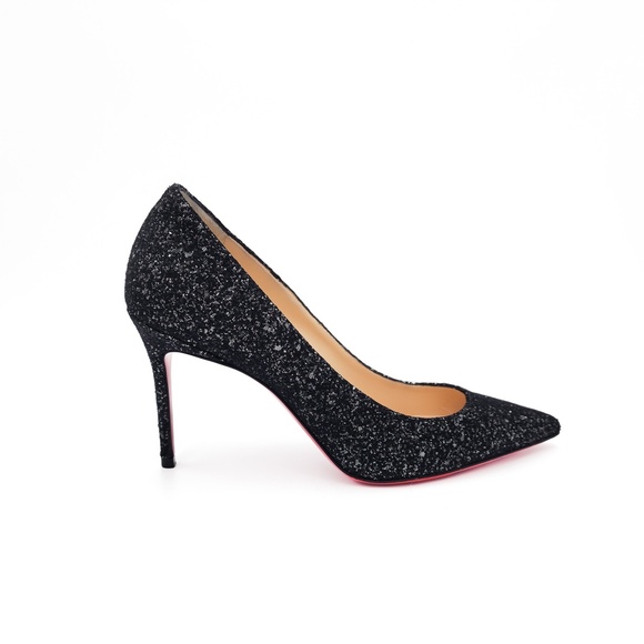 Christian Louboutin Black Glitter Mesh Pumps Heels EU 38 - Picture 2 of 8